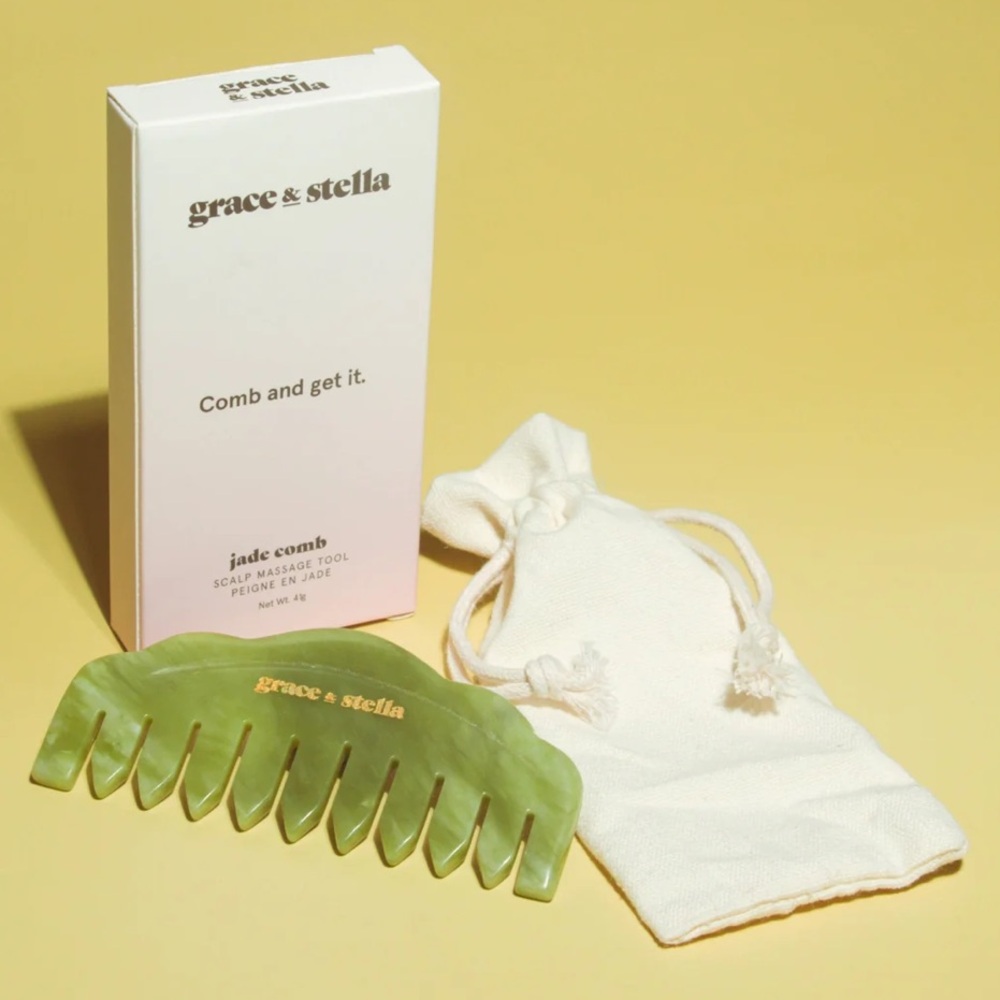 Grace & Stella Green Jade Scalp Comb